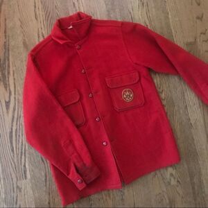 Vintage red wool BSA Boy Scout official shirt 40
